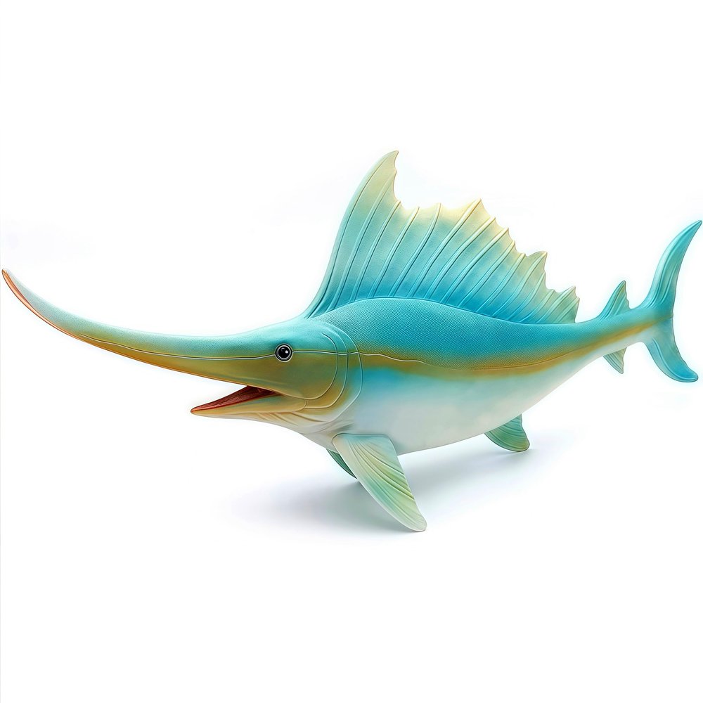 Gemini&Genius Sea Animal Sailfish Action Figure Soft Rubber Swim Bath Toy, Realistic Ocean Swordfish Educational and Role Play Toys for Kids and Collectors (17 Inches)