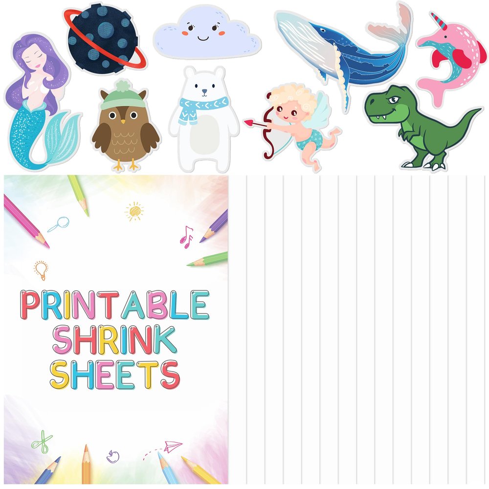 15 Pieces Printable Shrink Film Sheets Printable Shrink Art Paper for Inkjet Printer for Mothers Day Christmas Craft Making, 8.3 x 11.7 Inch / 21 x 29.5 cm