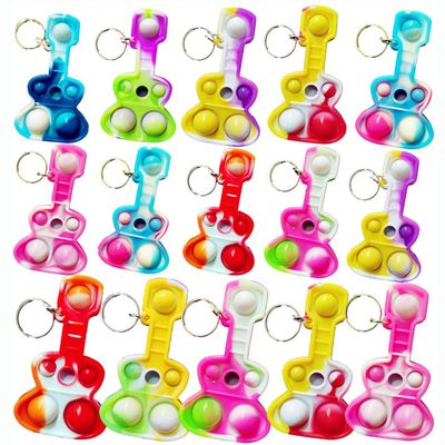 100 Packs Guitar Bulk Music Mini Pop Fidget Toys, Autism Special Needs Squeeze Sensory Party Favors Gift for Kids Adults, Classroom Student Bubble Prizes