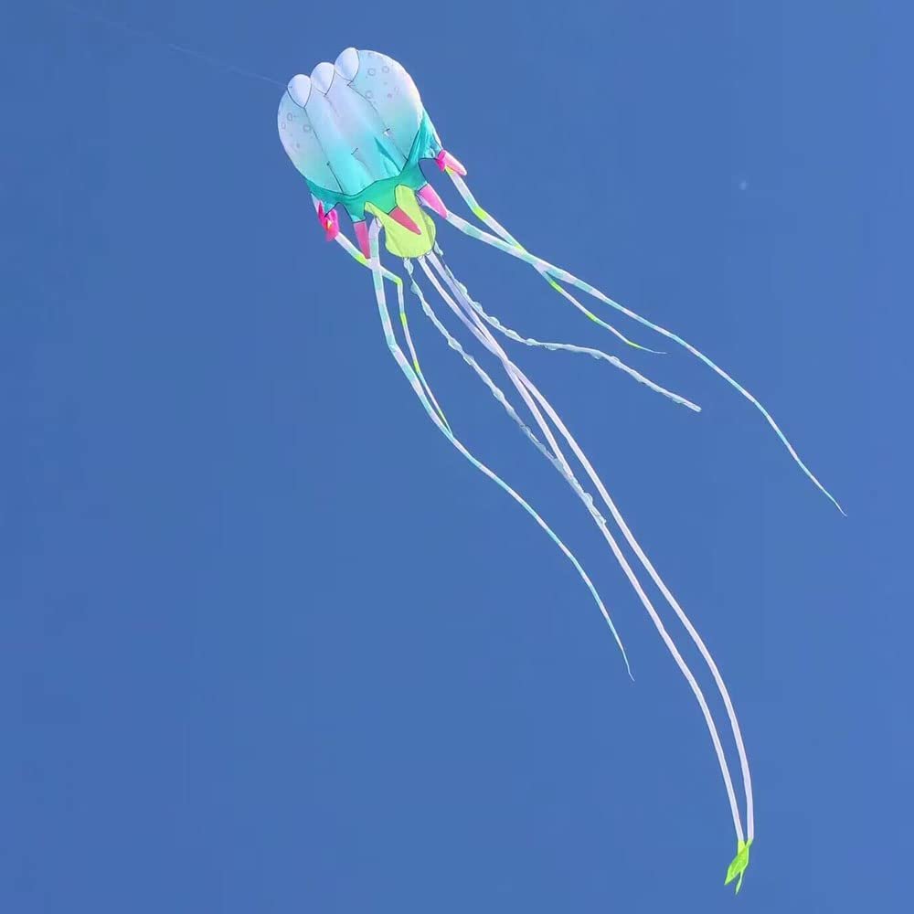 HFLY Kite Large 59ft Macaroon Color Jellyfish Kites for Adults Ripstop Nylon Soft Inflatable Show Kites