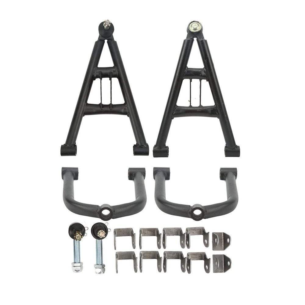 Front Suspension Shock Swing Arm Kit, Steel Alloy Upper Lower Swing Arm Kit 350mm Complete High Strength for Go Kart