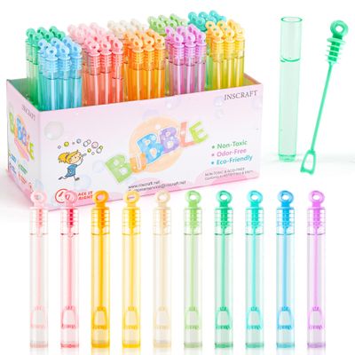 INSCRAFT Bubble Wand, 90 Pack Pastel Bubble Wands Bulk 15 Colors for Halloween, Summer Toys, Wedding, Outdoor Indoor Activity Use, Bubbles Party Favors, Gifts for Kids Toddlers
