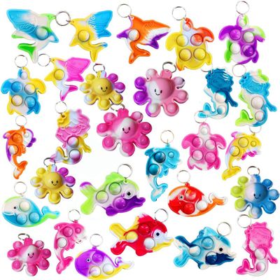 100 Packs Bulk Undersea Octopus Mermaid Turtle Shark Dolphin Fish Whale Mini Ocean Assorted fidgets for Kids Classroom Student Bubble Prizes, Summer Party Favors Gift