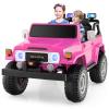 Costzon 2 Seater Ride on Car, 12V Licensed Toyota FJ40 Ride On Truck with 2.4G Remote Control, Spring Suspension, Storage Box, Colorful Lights, Music, USB Port & FM, Electric Car for Kids (Pink) view 1