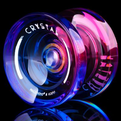 MAGICYOYO K2 Crystal Responsive Yoyo for Kids 8-12, Professional Fingerspin Trick Yo Yo for Advanced, Dual Purpose Mode with Unresponsive Bearing+12 Yo yo Strings+Yo-yo Case Bag (Pink Purple Gradient)
