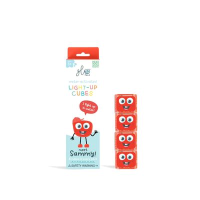Glo Pals Original Water-Activated Light-Up Cubes for Sensory Play (Sammy - Red)