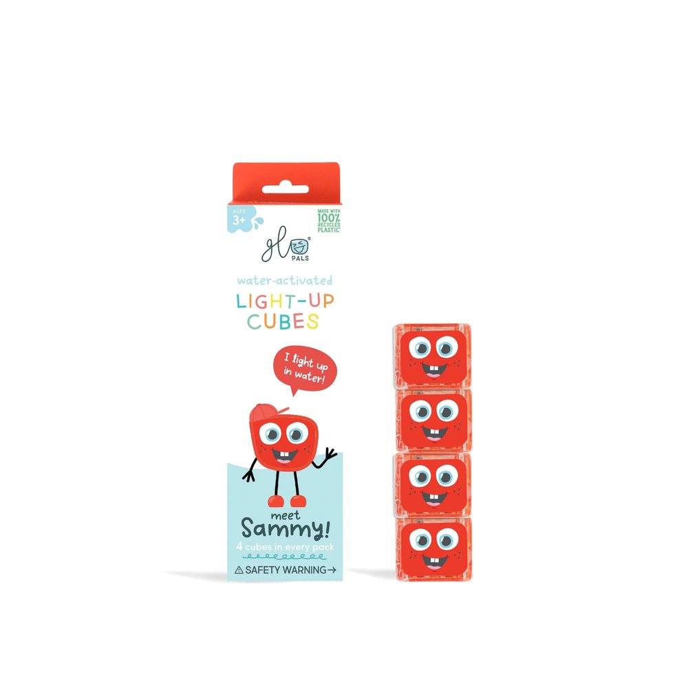 Glo Pals Original Water-Activated Light-Up Cubes for Sensory Play (Sammy - Red)