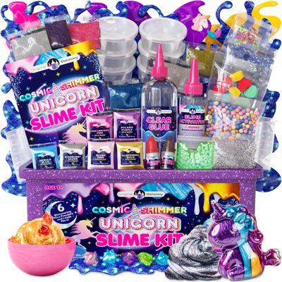 Original Stationery Unicorn Slime Kit for Girls Ages 712, DIY Shimmer Slime Set with Glow-in-The-Dark, Pearlescent, Holographic & Glitter Slimes, Creative Craft, Easter & Birthday Gift for Kids