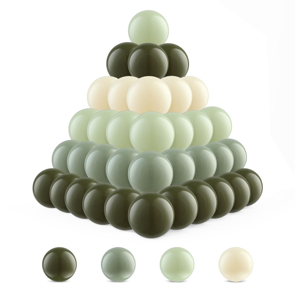 Clear Ball Pit Balls - Crush Proof Plastic Toy Balls for Ball Pit - Olive, 100 Pack