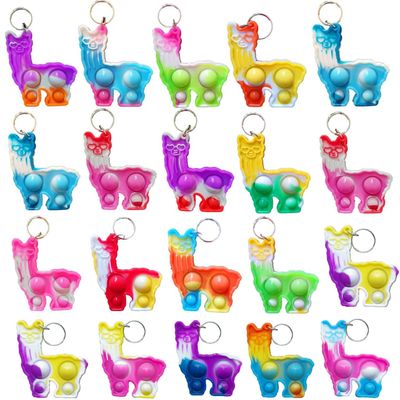 100 Packs Cute Llama Alpaca Animal Mini Pop Fidget Backpack Toys, Autism Special Needs Squeeze Sensory Summer Party Favors Gift for Kids Adults, Classroom Student Bubble Prizes
