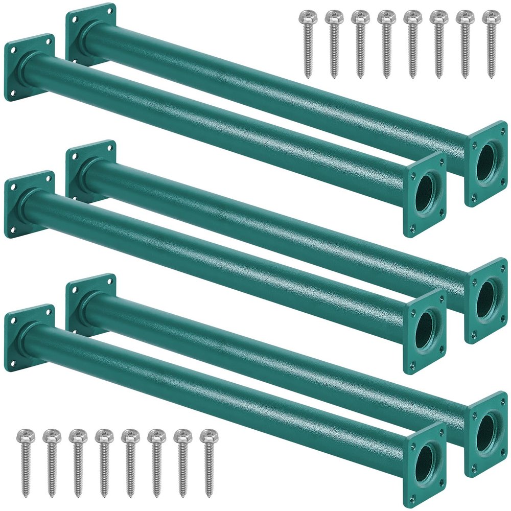 Purife Set of 6 Monkey Bars for Backyard - Metal Ladder Rungs for Playset, Outdoor Playground Safety Climbing Handles - 16.5 inch, Green