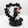 Wedding Ceremony Day of the Dead Skeleton Gothic Red Roses on Black Heart Base view 3
