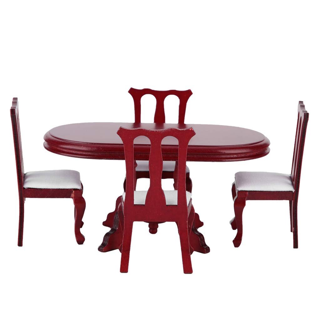 Dollhouse Table Chair Set, 1:12 Miniature Doll House Kitchen Table Chair Set Accessory Room Furniture Toy Furniture Dollhouse Accessories