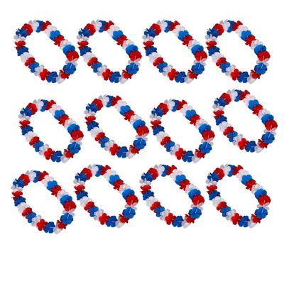 blinkee 12 Packs - Patriotic Pua Model - Hawaiian Lei Necklace - Red, White, Blue - Non-Light Up - Libertyville Luau Edition - Perfect for Independence Day, Parades, BBQs, and Festivals