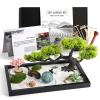 Zen Garden Kit for Desk Decor - Premium Beautiful Japanese Mini Zen Sand Garden Box Set for Home, Office with Black Wooden Tray, White Sand, Tools, Sandball - Desktop Meditation, Accessories view 1