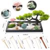 Zen Garden Kit for Desk Decor - Premium Beautiful Japanese Mini Zen Sand Garden Box Set for Home, Office with Black Wooden Tray, White Sand, Tools, Sandball - Desktop Meditation, Accessories view 2