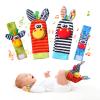 PHEZAPA Baby Toys 0-6 Months, Wrist Rattles Foot Finder Socks Set, Infant Rattle Socks and rattles Wrist, Soft Newborn Sensory Toys,Infant Wrist Rattles for Babies 0-6 Months,Baby Gifts 6-12 Months view 1