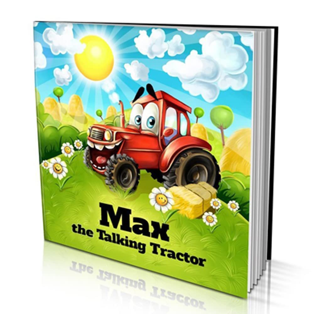 Dinkleboo Personalized Story Book The Talking Tractor - for Kids Aged 0 to 8 Years Old - A story about your child being a red tractor that never stops talking!