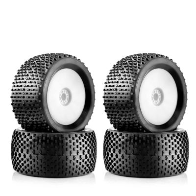 Chanmoo 1/8 RC Off Road Racing Truck Tires And Wheels 17mm Hex Rubber Buggy Tyres OD 140mm For 1:8 Scale Monster Truck Car Arrma Typhon 6S Talion 4WD HPI HSP BAZOOKA CAMPER Kyosho TRAXXAS 4PCS (White)