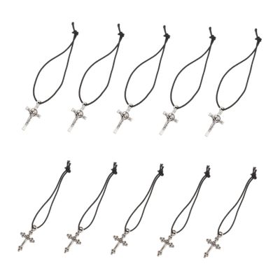 TOYANDONA 10Pcs Doll Cross Necklace Delicate Dress Up Jewelry Accessories for Dolls Silver Pattern Cross Design for Fashionable Decoration