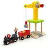 Wooden Crane Toy Set with Train Cars - Compatible with Major Wooden Rail Brands - Multi-function Crane for 3-5 Year Old Boys view 1