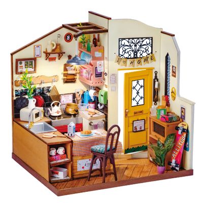 Rowood Miniature House Kit,DIY Miniature Dollhouse Kit for Adults,Model Kits for Adults to Build with LED,Birthday for Adult(Homey Kitchen)
