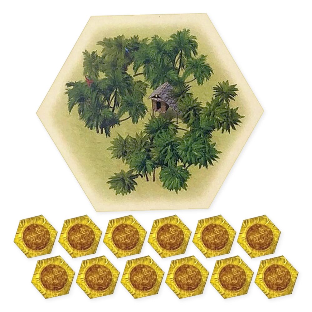 Tabletop Monthly Lost Jungle Hex Scenario compatible with Catan's Settlers of Catan, Seafarers, Cities and Knights and Catan Expansions