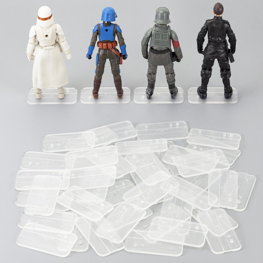 Star Was Black Series 6 inch Action Figure Stand, 1/12 Scale Original Support Display Feet Stands with Peg, Figures Toy Organizer Bases Holder Accessories - Multi-Pegs - Square - 32Packs