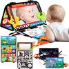 Aboosam Tummy Time Baby Mirror Toys 0-6 6-12 Months - Montessori Infant Toys Brain Development with Crinkle Cloth Book and Teether - High Contrast Newborn Sensory Toys for Babies Boys Girls Gifts view 1