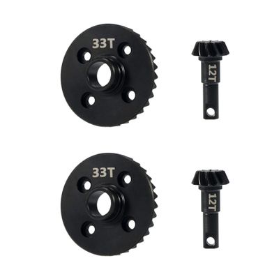 4Pcs Metal TRX4 Bevel Gear Overdrive Underdrive Axle 12T-33T Helical Differential Gears Ring Pinion Set for 1/10 RC Crawler Car TRX6 Upgrades (12-33)