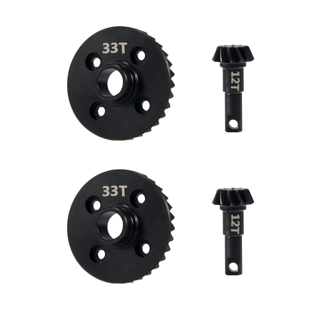 4Pcs Metal TRX4 Bevel Gear Overdrive Underdrive Axle 12T-33T Helical Differential Gears Ring Pinion Set for 1/10 RC Crawler Car TRX6 Upgrades (12-33)