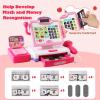 Play Calculator Cash Register Toy Gift for Kids Girls Age 3, 4, 5, 6, 7, 8+ Year Old, 57 Pcs Pink Pretend Grocery Store Playset, Incl Microphone, Credit Card, Scanner, Fake Food, Play Money for Kids view 4