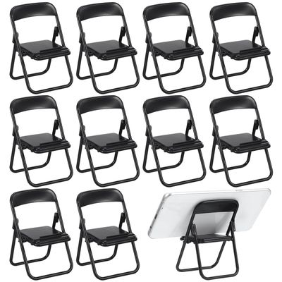 12pcs Mini Foldable Chair Dollhouse Chairs 1/6 Scale Doll Furniture Decoration Desk Cellphone Stand Holder 12.50X6.50X5.40cm