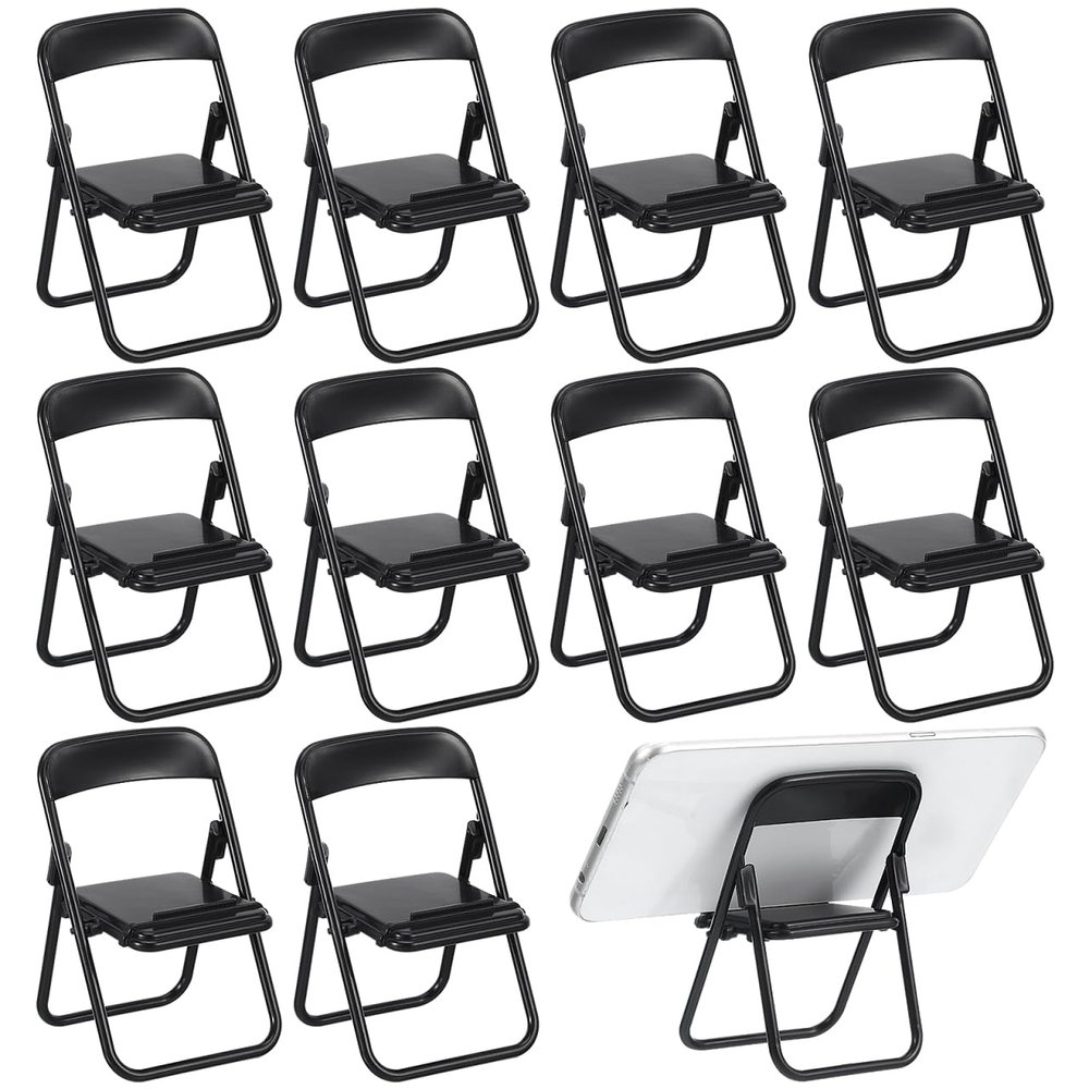 12pcs Mini Foldable Chair Dollhouse Chairs 1/6 Scale Doll Furniture Decoration Desk Cellphone Stand Holder 12.50X6.50X5.40cm