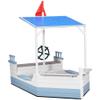 Outsunny Kids Sandbox with Canopy, Pirate Ship Wooden Sand Boxes with Bench for Backyard, Sand Pit for Toddlers, 83" x 43", Blue view 1