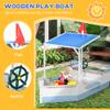 Outsunny Kids Sandbox with Canopy, Pirate Ship Wooden Sand Boxes with Bench for Backyard, Sand Pit for Toddlers, 83" x 43", Blue view 3