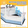 Outsunny Kids Sandbox with Canopy, Pirate Ship Wooden Sand Boxes with Bench for Backyard, Sand Pit for Toddlers, 83" x 43", Blue view 4