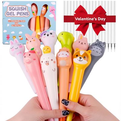 10 Pack Valentines Day Gifts for Kids Classroom - Kawaii Pens & Fun Pens for Kids, Squishies Pen for Valentine's Party Favors Gifts & Galentines School Party Favors, Valentines Day Classroom Gift