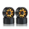 Chanmoo 1.9 RC Beadlock Wheels Rims With 12mm Hex 1.9 Inch Metal Wheel Hub For 1/10 RC Crawler Car SCX10 SCX10 II 90046 SCX10 III TRAXXAS TRX4 Axial Tamiya CC01 D90 1.9 RC Crawler Tires 4PCS (Gold) view 1