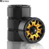 Chanmoo 1.9 RC Beadlock Wheels Rims With 12mm Hex 1.9 Inch Metal Wheel Hub For 1/10 RC Crawler Car SCX10 SCX10 II 90046 SCX10 III TRAXXAS TRX4 Axial Tamiya CC01 D90 1.9 RC Crawler Tires 4PCS (Gold) view 3