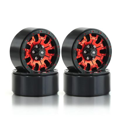 Chanmoo 1.9 RC Beadlock Wheels Rims with 12mm Hex 1.9 Inch Metal Wheel Hub for 1/10 RC Crawler Car SCX10 SCX10 II 90046 SCX10 III TRAXXAS TRX4 Axial Tamiya CC01 D90 1.9 RC Crawler Tires 4PCS (Red)