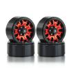Chanmoo 1.9 RC Beadlock Wheels Rims with 12mm Hex 1.9 Inch Metal Wheel Hub for 1/10 RC Crawler Car SCX10 SCX10 II 90046 SCX10 III TRAXXAS TRX4 Axial Tamiya CC01 D90 1.9 RC Crawler Tires 4PCS (Red) view 1