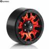 Chanmoo 1.9 RC Beadlock Wheels Rims with 12mm Hex 1.9 Inch Metal Wheel Hub for 1/10 RC Crawler Car SCX10 SCX10 II 90046 SCX10 III TRAXXAS TRX4 Axial Tamiya CC01 D90 1.9 RC Crawler Tires 4PCS (Red) view 2