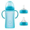 Hamarue 3-in-1 Glass Sippy Cups for Toddlers | Silicone Coated Glass Baby Bottles | Non-Toxic Transition Cup for Baby with Removeable Handles | Baby Straw Cup NB+,3M,6M,12M (Teal, 8 oz) view 1