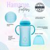 Hamarue 3-in-1 Glass Sippy Cups for Toddlers | Silicone Coated Glass Baby Bottles | Non-Toxic Transition Cup for Baby with Removeable Handles | Baby Straw Cup NB+,3M,6M,12M (Teal, 8 oz) view 2