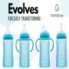 Hamarue 3-in-1 Glass Sippy Cups for Toddlers | Silicone Coated Glass Baby Bottles | Non-Toxic Transition Cup for Baby with Removeable Handles | Baby Straw Cup NB+,3M,6M,12M (Teal, 8 oz) view 3