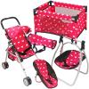 Deluxe Baby Doll Stroller with Crib Furniture Playset, Multi Baby Doll Accessories Set for 18" Dolls, Includes Doll Stroller Swing and Doll Bed Pretend Play for All Dolls - Pink view 1
