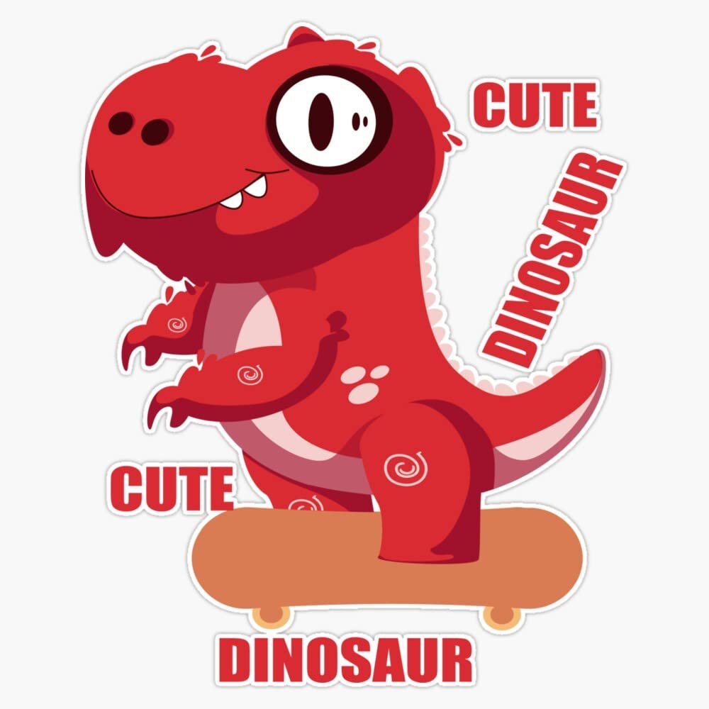 Dinosaur Riding On A Skateboard Sticker Decal Size 5"
