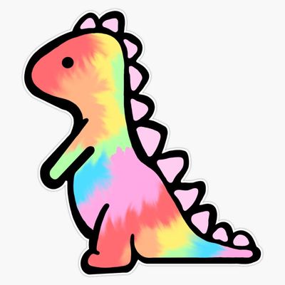 Mini Tie Dye Dino Glossy Sticker Decal Size 5"