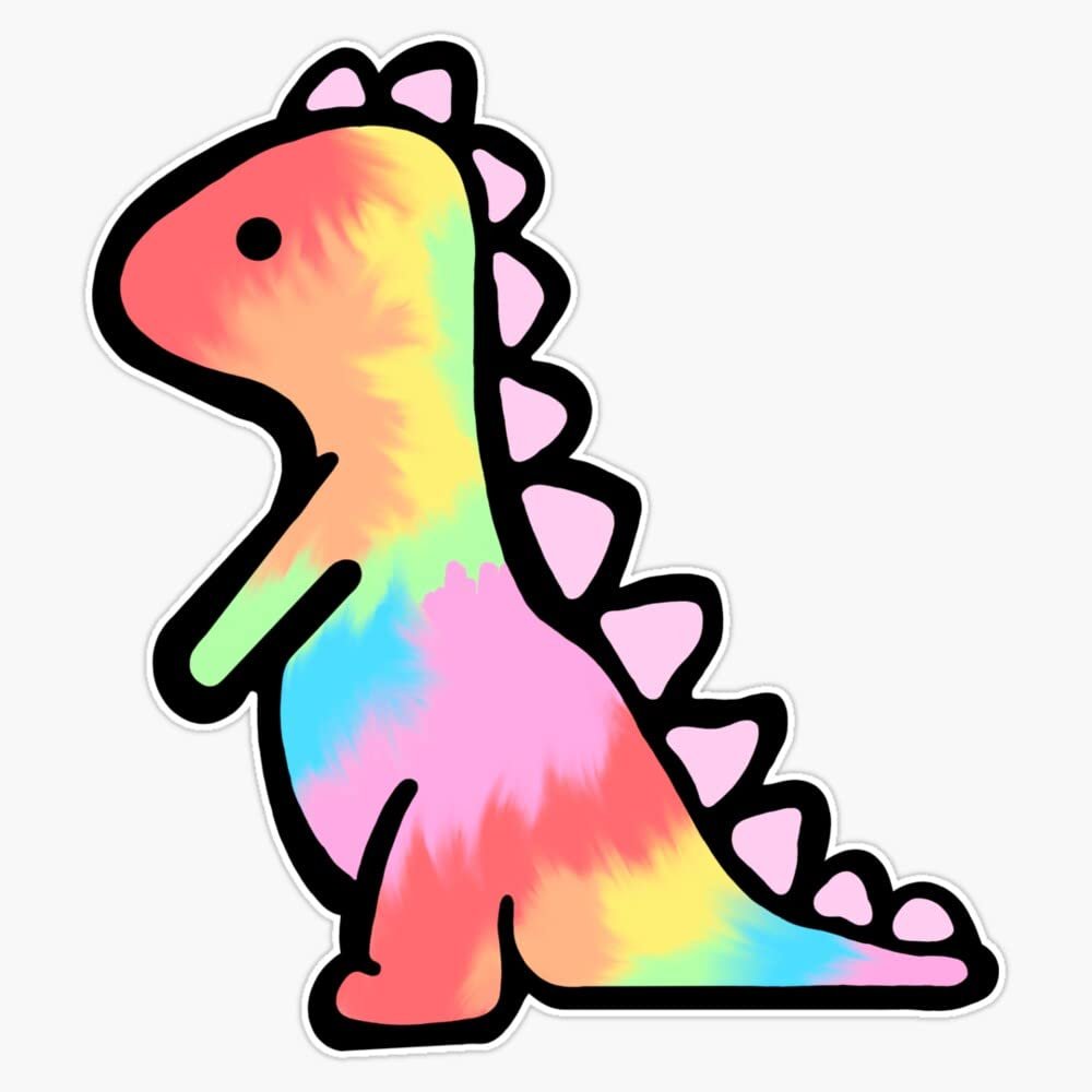 Mini Tie Dye Dino Glossy Sticker Decal Size 5"